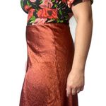 Vince Burnt Orange Bronze Satin Crinkle Slip Bias Cut Midi Skirt Size Medium Photo 1