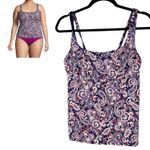 Lands' End  Underwire Floral Paisley Tankini Top Swimsuit Bathing Suit Size 10 Photo 2
