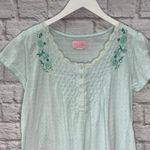 Vintage Pink Label Cotton Chemise Nightgown Teal Blue Size M Short Sleeve Floral Size M Photo 1