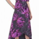Kay Unger Kay Under Midi Dress Tallulah Tea-Length Zip Closure Pockets Black Purple 4 NWOT Photo 0