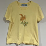 Jane Ashley Tee Shirt Yellow Turtle Sequance Design Large  Photo 0