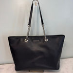 Michael Kors Jet Set Travel Tote Bag Black Saffiano Leather Silver Photo 0