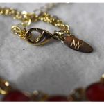 Vintage NY Acrylic Multi Strand Red Bubble Beaded Gold Tone 15" Boho Necklace Photo 2