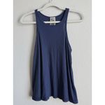 Free People  Blue Swing Tank Ribbed Knit Racerback Women's Size Medium Beach Photo 2