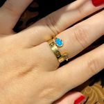Handmade New Gold Plated Turquoise Hamsa Adjustable Open Ring Photo 1