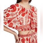 Farm Rio Red and White Floral Crop Top Photo 0