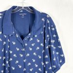 Woman Within Plus Size 4X 34W 36W Top Polo Shirt Blue Floral Short Sleeve 1689 Photo 3