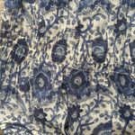 Sundance Blue and Cream Flutter Sleeve Sheer Blouse with Gold necklace Size L Photo 3