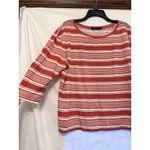 Ralph Lauren Polo Red Cream Stripe Linen 3/4 Sleeve Boat Neck Shirt Size Large Photo 1