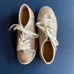 Fossil  Gold Metallic Shimmer Statement Sneakers Lace Up Comfort Shoes Size 7 Photo 1