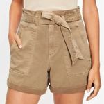 Loft Cuffed Paperbag High Waisted Twill Shorts Tan XL Photo 0