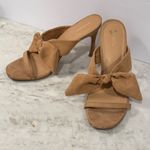 EXPRESS  Womens Heels Mules Slides Stiletto Bow Sandal‎ Size 9.5 Beige wedding Photo 4