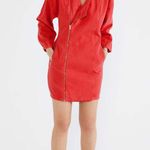 ÉTICA CHARLEY BIKER DRESS Etica Red Moto Jacket Asymmetrical Zip Pockets Women M Size M Photo 0