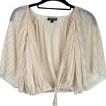 Topshop Sheer Pleated Tie Crop Top Flutter Sleeves Sz Small Photo 0