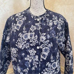 Mango Printed Quilted Cotton Jacket Floral print Blue White Sz M/L Photo 4