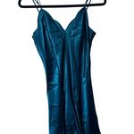 Frederick's of Hollywood Teal Satin Mini Slip Dress Lingerie SZ S New Years Photo 0