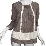 kim rogers π Cottage Peasant Style Gingham Blouse with Neck Tie Detail Photo 0