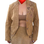 wilson's leather Vintage Y2K Genuine Leather Suede Jacket Mini Skirt Set Embellished Photo 0