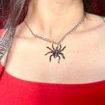 Silver Spider Halloween Necklace New Photo 14