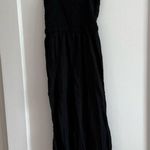 Hollister  Black Button Wide Leg Cropped Jumpsuit Cotton & Linen Blend XS EUC Photo 4