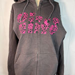 alife dark gray full Zip hoodie with hot pink logo with polka dots. Size M Size M Photo 0