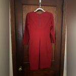 Vince . Crimson Long Sleeve Red Stretch Bouclé Knee Length Dress M Photo 3
