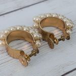 Vintage Screw Back Earrings Faux Pearl Hoops Photo 6