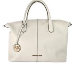 Michael Kors Hyde Large Leather MK Logo Satchel Purse- Beige $628 Photo 0