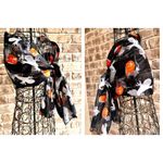 Halloween Scarf Black Gray Cat Ghosts Jack O Lantern Festive Spooky Deco… Photo 3