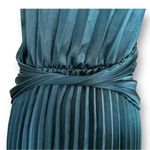 NWT Asymmetrical Pleated‎ One Shoulder Satin Teal Dress | Medium Photo 3