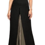 Tadashi Shoji Tadashi Shoji Chiffon Panel Palazzo Wide Leg Sheer Pants Black 10 Photo 0