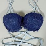 Victoria's Secret Victoria’s Secret Blue Pastel Criss-Cross Floral Lace Push-Up Bustier Bra Bralette Brassiere Lingerie Size 32D 💙🩵 Photo 0