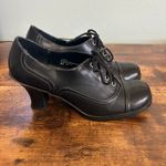 Mudd Y2K Shoes Witchy Oxford Pumps Lace Up Chunky Heels 9 Black Floppy Leather Photo 2