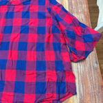 Max jeans  Red Blue Buffalo Plaid Blouse Bell Sleeve 3X Plus Women Photo 3