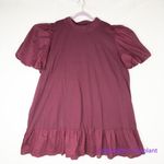 Eloquii New!   Maroon Dress‎ puff sleeve flounce hem size 28 Photo 1