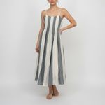 Madewell  Pleated Midi Dress Linen Blend Overcast Size 0 Photo 2