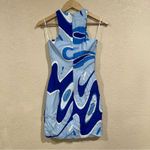 Sara Battaglia Abstract Retro 70s Blue White Tank Dress Size XS Photo 1