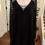 Ecote NWOT Black Lace Sleeve Tunic with Criss Cross Neckline and Semi Sheer Back Photo 0