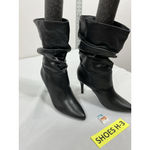 Womans Pullon Midcalf Slouched Boots 8 Black Pointed Toe Stiletto NWOT Photo 1
