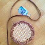 Two Tone Round Rattan Straw Wicker Shoulder Purse Bag, Tan, Khaki Tan Photo 12