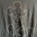 Disney  Mickey Mouse cropped charcoal Gray women’s shirt large w/ jeweled beading Photo 2