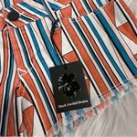 Black Orchid Denim Orange and Blue Jean Shorts Vibrant Stripes Photo 1
