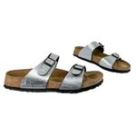 Birkenstock  Papillio Womens Slide Sandals Buckle Straps Sz 7 Metallic Silver Photo 2