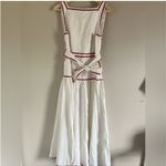 Anthropologie lovers NWT COMMENSE White and Red Trim Maxi back Bow Dress Small Photo 5
