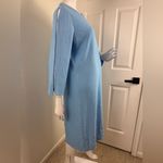 Ming Wang  Blue Textured Split Sleeve Grommet Hem Shift Dress Size Large. A32 Photo 6