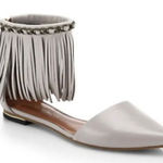 Rebecca Minkoff Faith Fringe Ankle Strap Pointy Shoes Women's Sz 6 M gray Photo 0