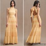 BHLDN Anthropologie  Juniper Metallic Tiered Backless High Neck‎ Gown Size 2 Photo 1