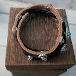 Chunky Statement Bracelet Western Theme Black, Silver Tone, Blue Photo 4