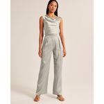 Abercrombie & Fitch Satin Tailored Wide Leg Pant Sage Size 33 Long Photo 1