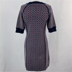 Juicy Couture Geo Knit Dress Front Slits Short Sleeve Mini Navy Pink Size XS Photo 7